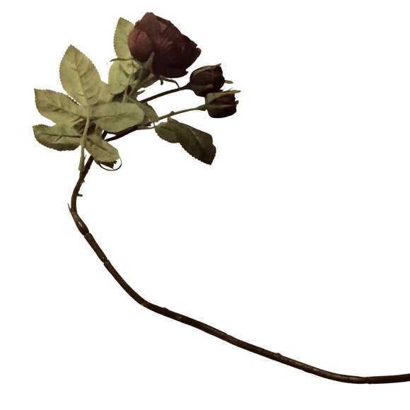 Artificial Purple Rose Buds Stem Leaves Faux Floral Craft - Picture 3 of 6